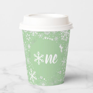 Gobelets En Papier Sage Green Snowflake ONE Paper Cup