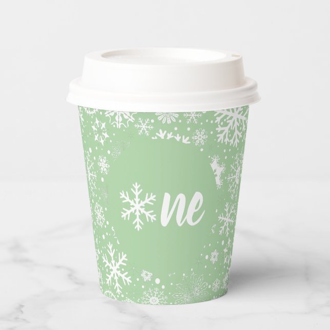 Gobelets En Papier Sage Green Snowflake ONE Paper Cup (Recto)