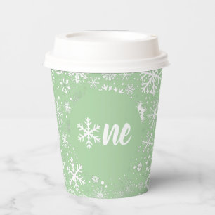 Gobelets En Papier Sage Green Snowflake ONE Paper Cup