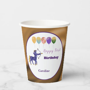Gobelets En Papier Sagittaire 1er Anniversaire Or Feuille Elégant Zod