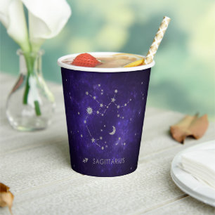 Gobelets En Papier Sagittaire pourpre Zodiac Horoscope astrologique