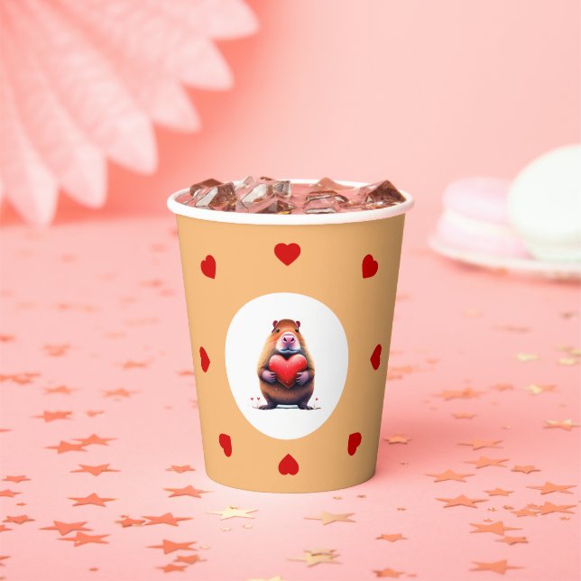 Gobelets En Papier Saint Valentin Capybara tasse de papier (Insitu)