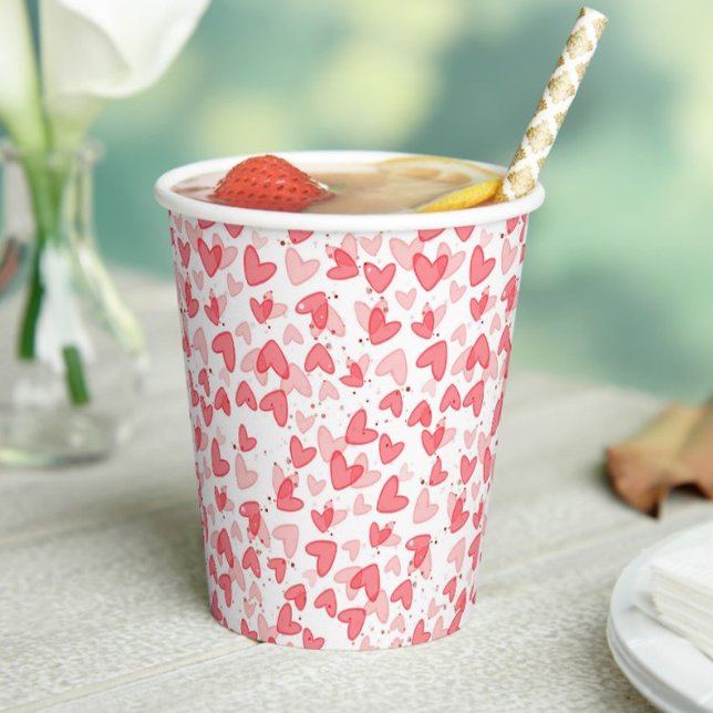Gobelets En Papier Saint-Valentin chéri  (sweetheart,valentine's  day, paper cups,baby shower, birthday,valentine's party,heart pink red,)