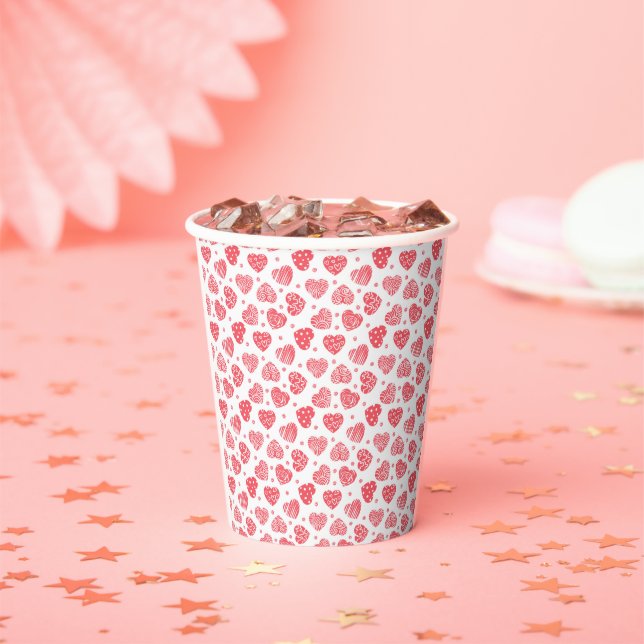 Gobelets En Papier Saint-Valentin Cœurs Rouges Amour (Insitu)
