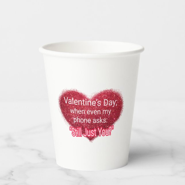 Gobelets En Papier Saint-Valentin simple texte sarcastique sur cœur (Recto)