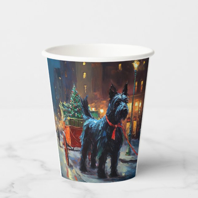 Gobelets En Papier Saison de Noël du Terrier écossais (Recto)
