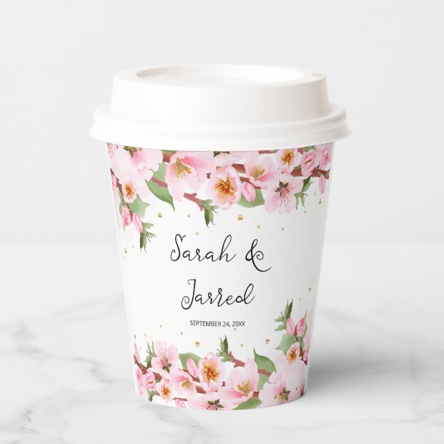 Gobelets En Papier Sakura Japonaise Fleur de cerisier asiatique (Recto)