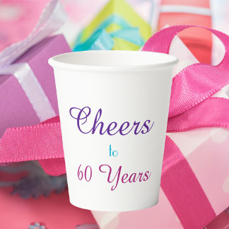 Gobelets En Papier Salutations à 60 ans Anniversaire