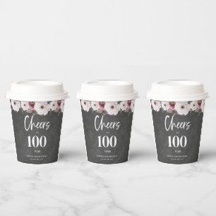 Gobelets En Papier Salutations au 100e anniversaire