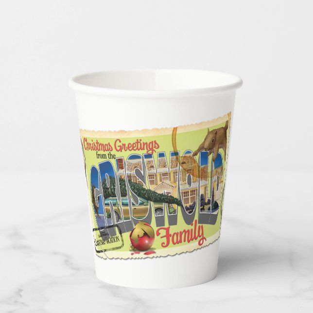 Gobelets En Papier Salutations de Noël de la famille Griswold (Gauche)
