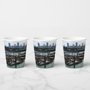 Gobelets En Papier San Francisco et Pier 39 Sea Lions City Skyline