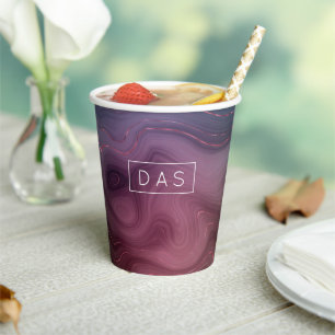 Gobelets En Papier Sangria Strata   Moody Rose Purple Agate Monogramm