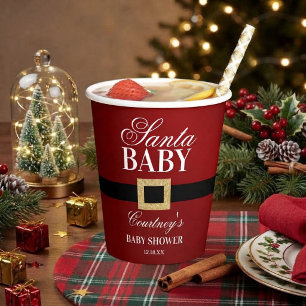 Gobelets En Papier Santa Baby Baby Shower de Noël
