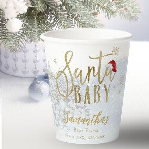 Gobelets En Papier Santa Baby Noël Fête Prénatale d'Hiver