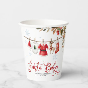 Gobelets En Papier Santa Baby Noël Hiver Fille Baby Shower