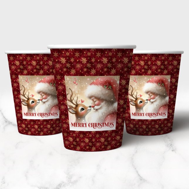 Gobelets En Papier Santa Claus and Red Nose Rudolph Holiday Cups (Santa Claus and Red Nose Rudolph Holiday Cups)