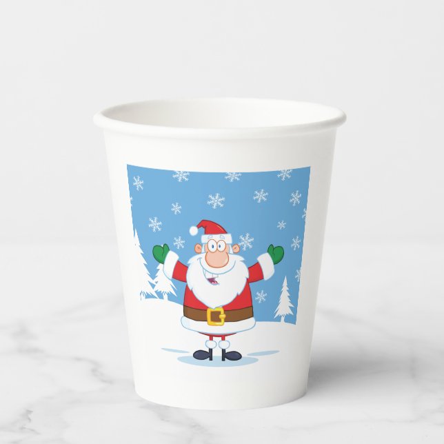 Gobelets En Papier Santa Claus in Snowy Winter Scene (Recto)