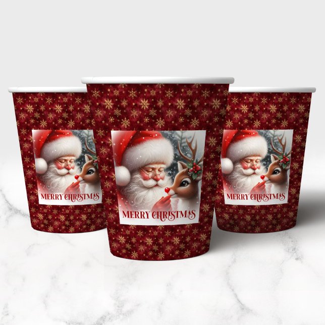 Gobelets En Papier Santa Rudolph Reindeer Cups for Kids Party (Santa Rudolph Reindeer Cups for Kids Party)