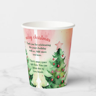 Gobelets En Papier Sapin de Noël Vert Foncé Fêtes de fin d'année Orne