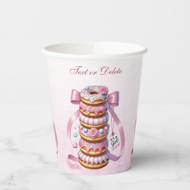 Gobelets En Papier Saupoudrer les tasses de papier à ruban rose (Gauche)