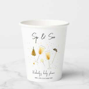 Gobelets En Papier Saupoudrer Sip et voir Baby shower de verre de Cha
