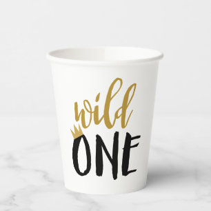Gobelets En Papier Sauvage One Noir + Or Photo 1 1er Anniversaire