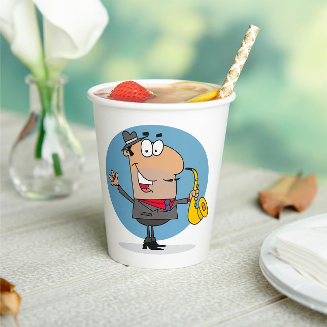 Gobelets En Papier Saxophone Player Musicien (Créateur téléchargé)