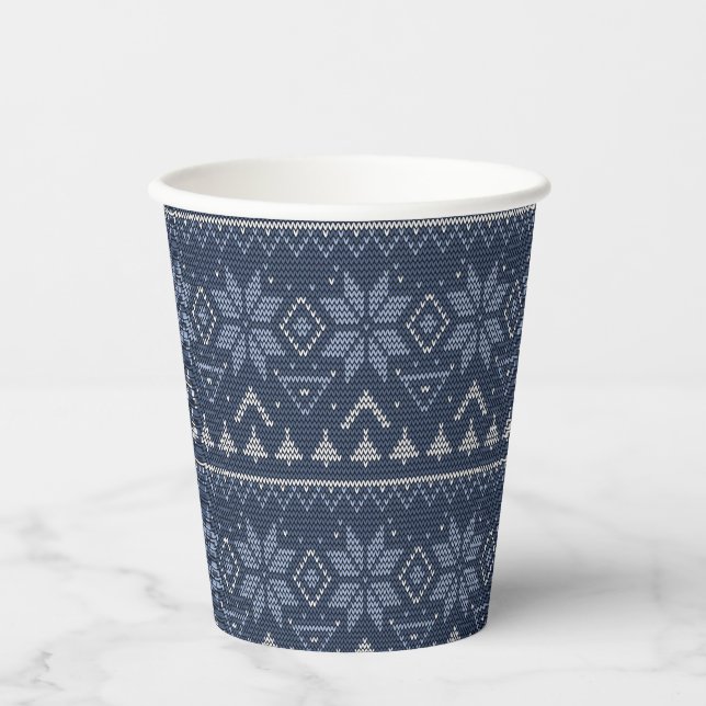 Gobelets En Papier Scandinave, tasse de papier tricot (Recto)