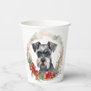 Gobelets En Papier Schnauzer Christmas Wreath Festive Pup