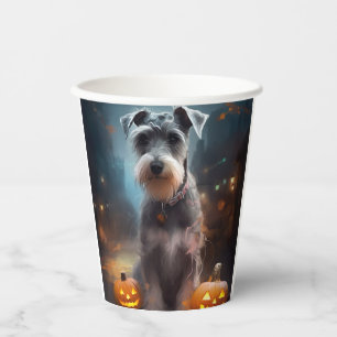 Gobelets En Papier Schnauzer d'Halloween avec la peur Citrouille
