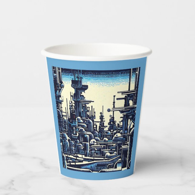 Gobelets En Papier Sciage urbain futuriste SF 4 (Recto)