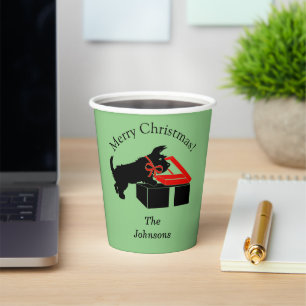 Gobelets En Papier Scottie Dog Christmas Personnalisé Paper Party Cup