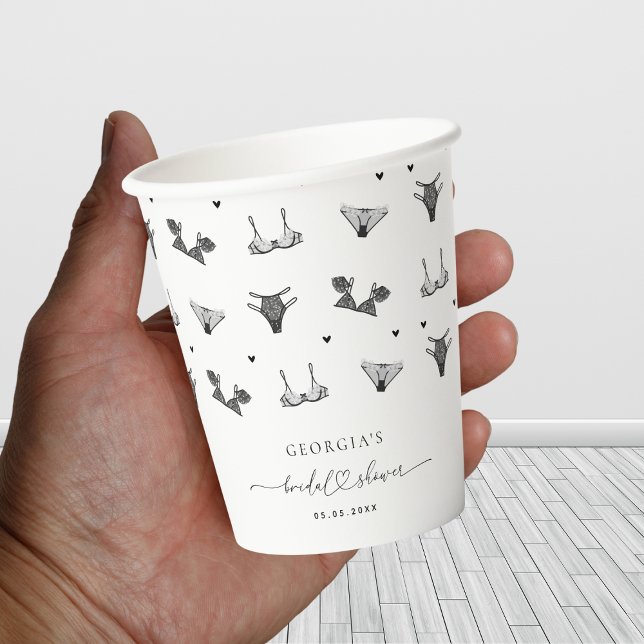 Gobelets En Papier Script de cœur moderne et lingerie noire pour ente (Créateur téléchargé)