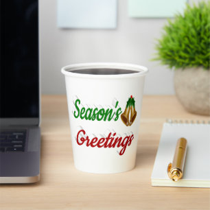 Gobelets En Papier Script de Noël Joyeuses Fêtes Bells