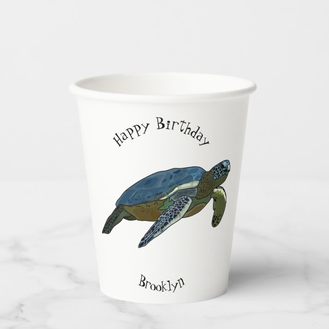 Gobelets En Papier Sea turtle cartoon (Recto)