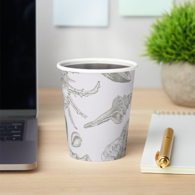 Gobelets En Papier Seashell Soft Antique Art Beach Shops (Insitu)