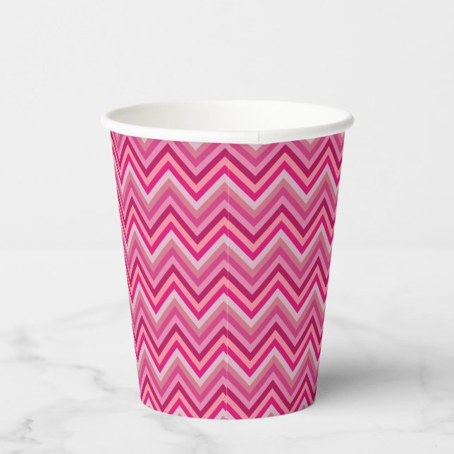 Gobelets En Papier Sept nuances de Zig Zag rose (Droite)