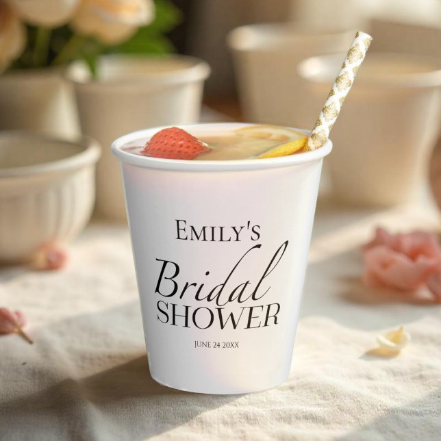 Gobelets En Papier Serviettes de douche de mariage noir et blanc (Créateur téléchargé)