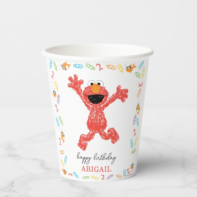 Gobelets En Papier Sesame Street Elmo | Birthday Crayon (Recto)
