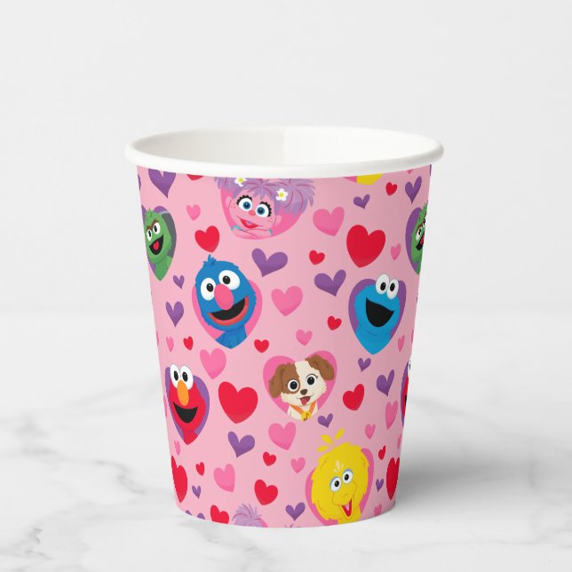 Gobelets En Papier Sesame Street Valentine Hearts Motif (Gauche)