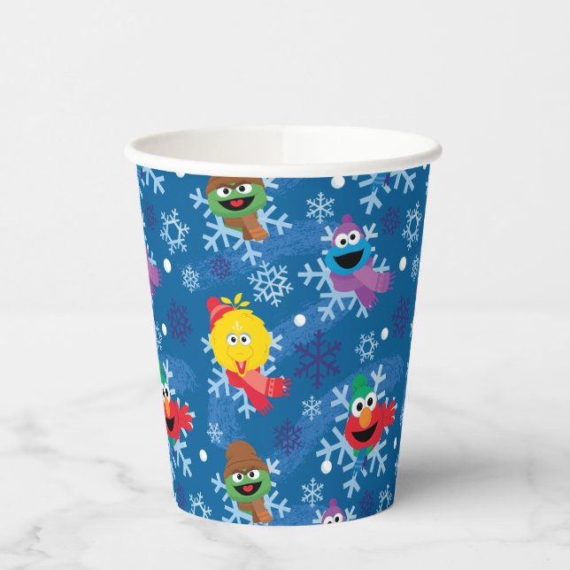 Gobelets En Papier Sesame Street Winter Snowflake Motif (Gauche)