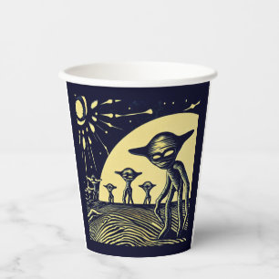 Gobelets En Papier SF - Aliens sur une planète étrange coupe de bois