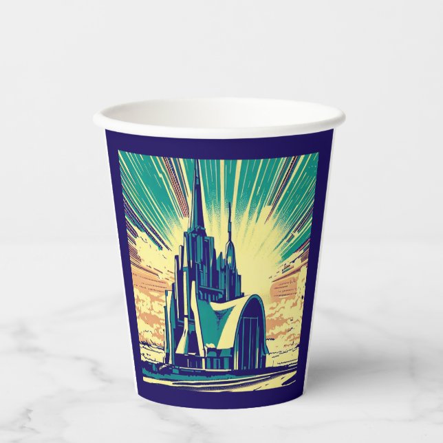 Gobelets En Papier SF Église futuriste 3 (Recto)