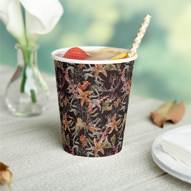 Gobelets En Papier Shabby Sea Life Pattern (Insitu)