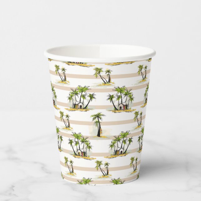 Gobelets En Papier Shack Tropical Et Palmiers (Gauche)