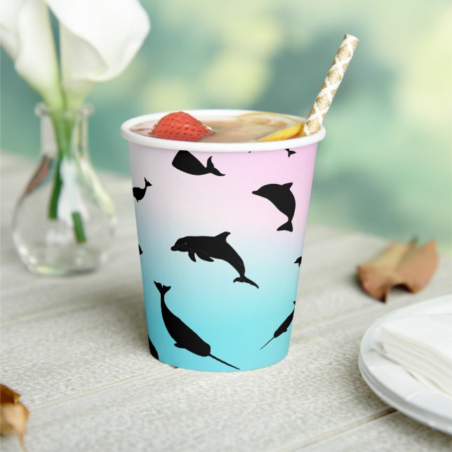 Gobelets En Papier shadow fish shark whale on gradient ocean   (Insitu)