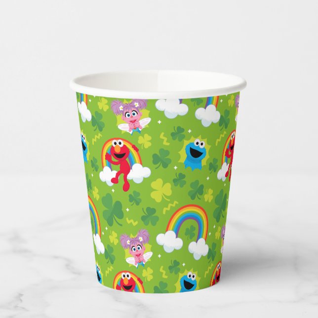 Gobelets En Papier Shamrock de rue Sesame et Motif arc-en-ciel (Gauche)