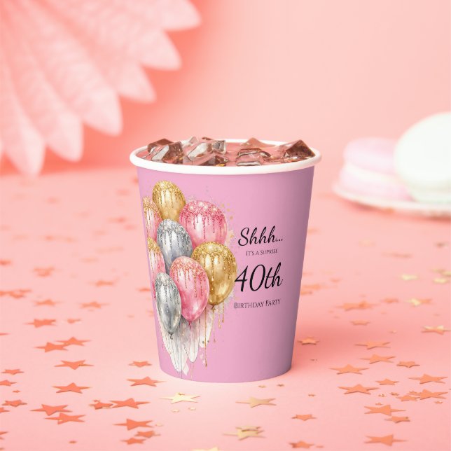 Gobelets En Papier Shh Surprise Birthday Party (Insitu)