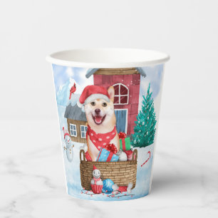 Gobelets En Papier Shiba Inu Chien dans la neige Maison de Chien de N