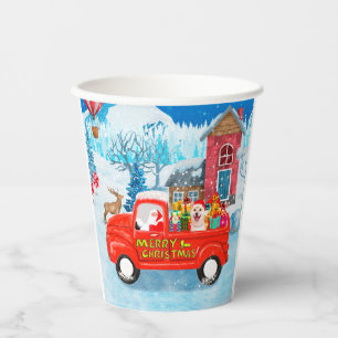 Gobelets En Papier Shiba Inu Chien Livraison de Noël Camion Neige
